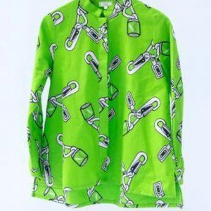 Zuri Kenya Shirt " Key to my heart" Medium  NWT Lime green, white, black